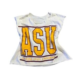 Vintage Arizona State University ASU Graphic Spell Out Tank Top White Yellow L